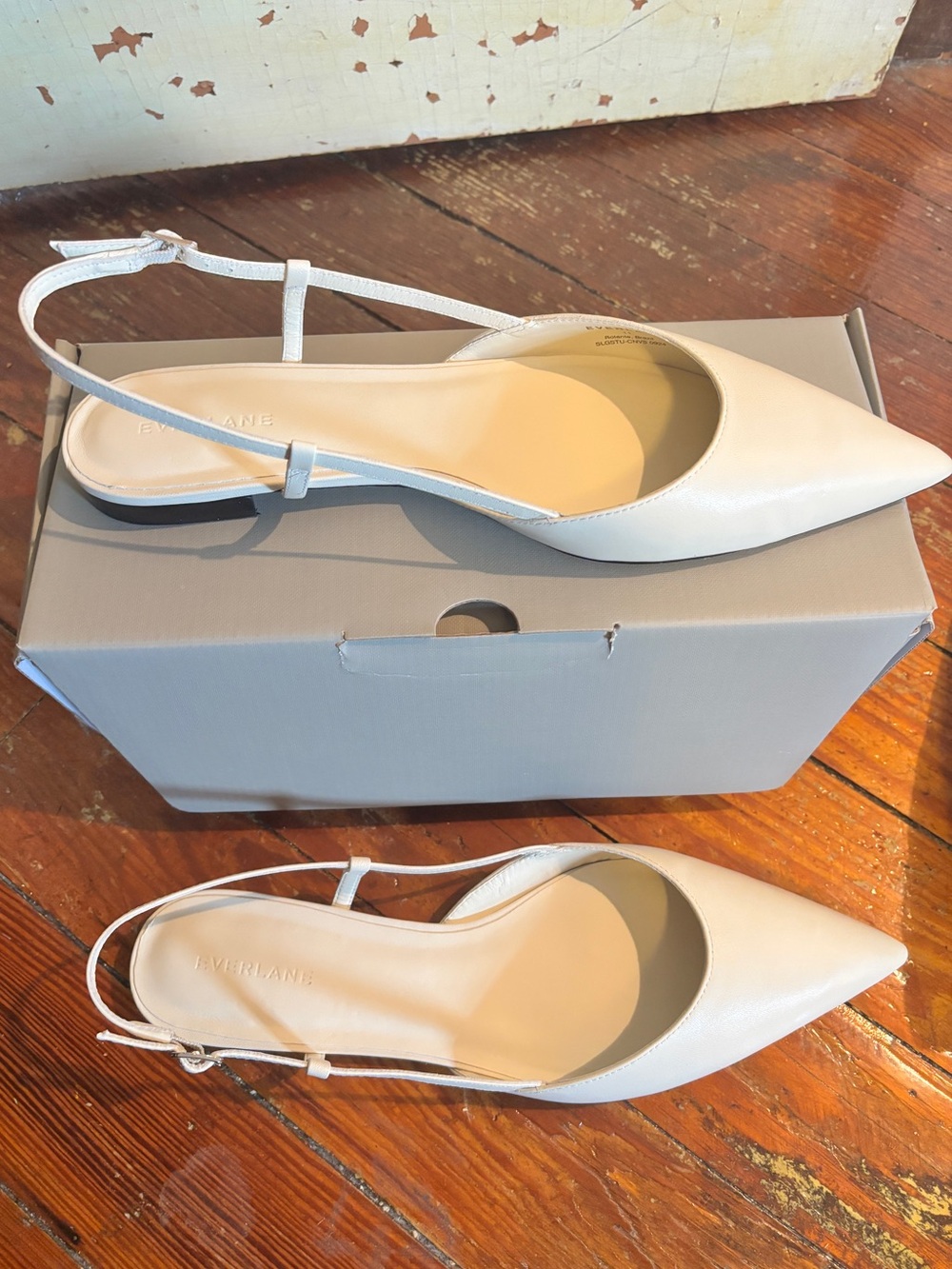 EVERLANE Women's Cream Pointed Slingback Flats Size 11